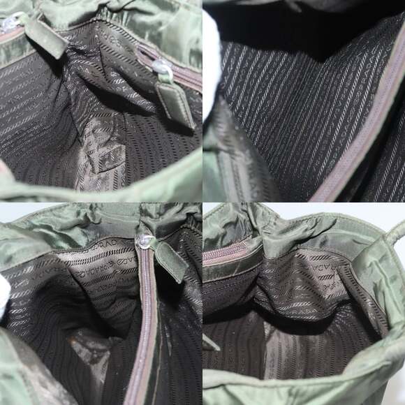 PRADA Hand Bag Nylon Khaki Silver - Picture 12 of 13